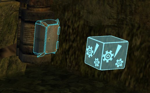 A trap control box outlined in cyan beside its floating cog marker