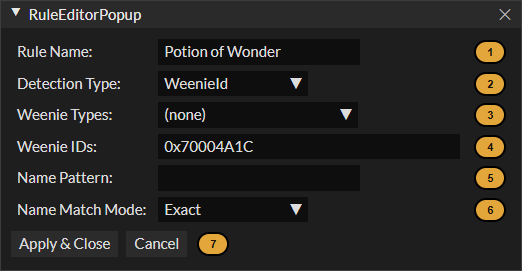 The rule editor for a custom rule